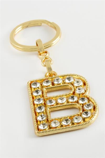 Sarı Renkli Taşlı Harf Anahtarlık