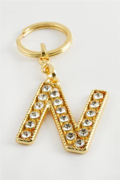 Sarı Renkli Taşlı Harf Anahtarlık