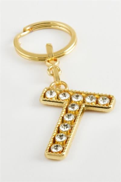 Sarı Renkli Taşlı Harf Anahtarlık