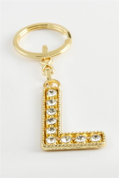 Sarı Renkli Taşlı Harf Anahtarlık