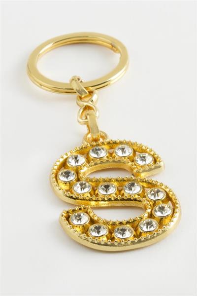 Sarı Renkli Taşlı Harf Anahtarlık