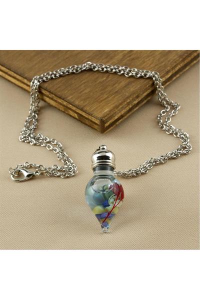 Sulu Çiçek Fanus Canlı Kolye