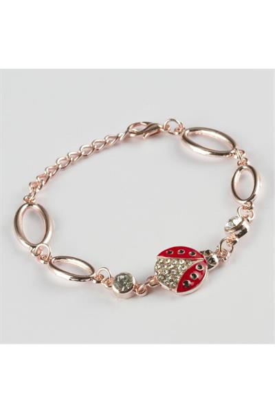 Uğur Böceği Figürlü Taşlı Metal Bileklik