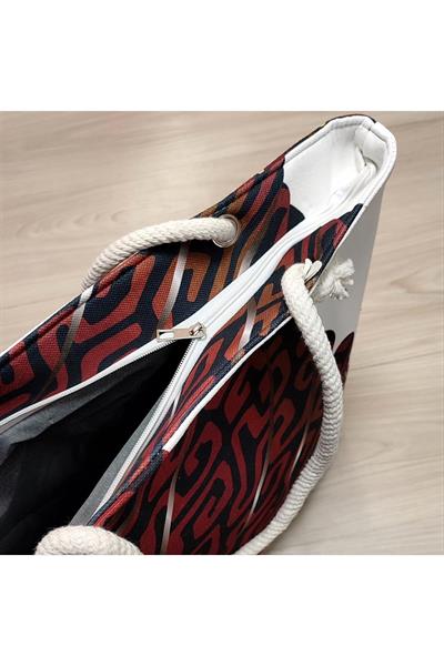 Yaprak Desenli Plaj Çantası