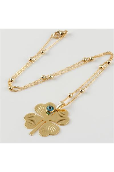 Yonca Figürlü Nazarlı Kolye