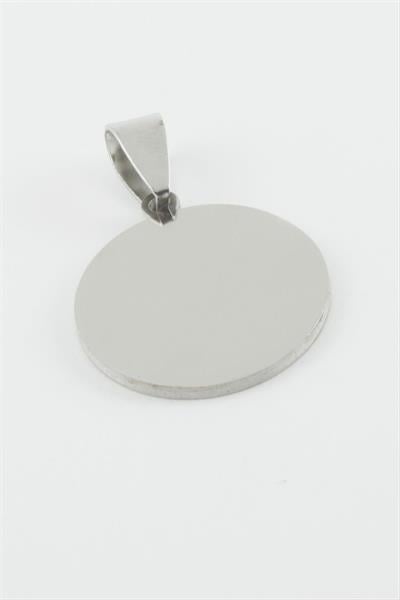 Yuvarlak İsim Yazılabilir Çelik Kolye Ucu 2,5 cm