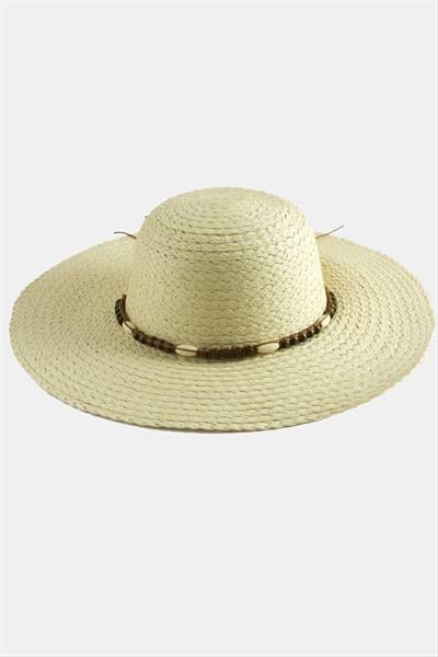 Ahşap Boncuklu Hasır Şapka