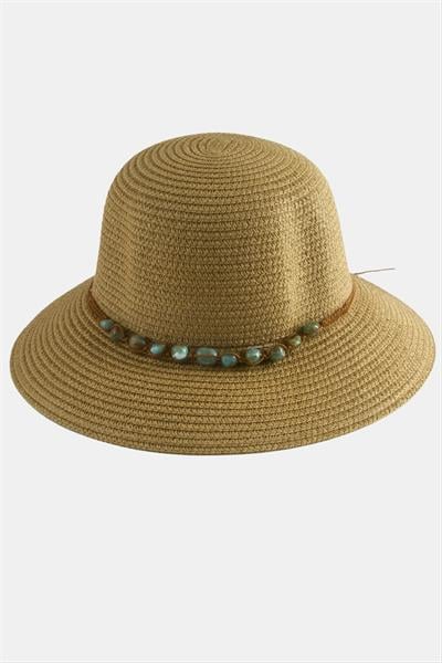 Akik Doğaltaşlı Hasır Şapka