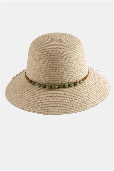 Akik Doğaltaşlı Hasır Şapka