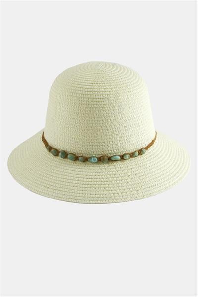 Akik Doğaltaşlı Hasır Şapka