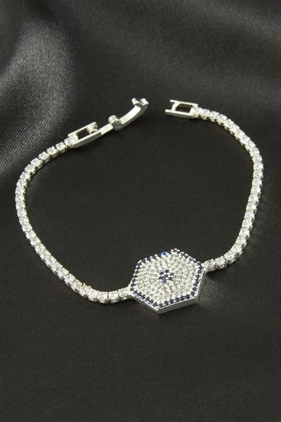 Altıgen Zirkon Taşlı Çocuk Bileklik 16 cm