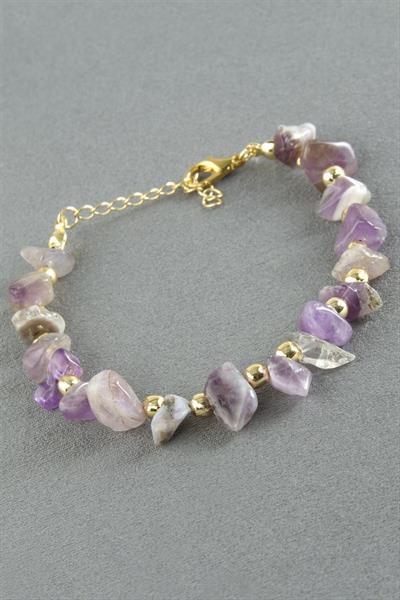 Amatist Kırık Doğaltaş Bileklik