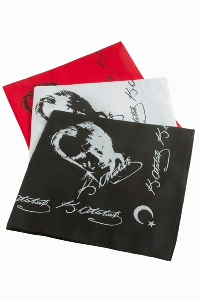 Atatürk İmzalı Desenli Keten Bandana 50*50