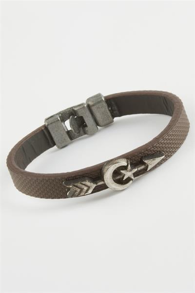 Ay Yıldız Ok Kaliteli Suni Deri Bileklik