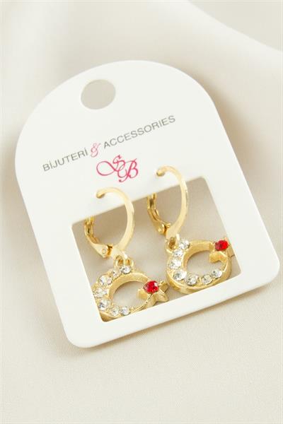 Ay Yıldız Taşlı Küpe