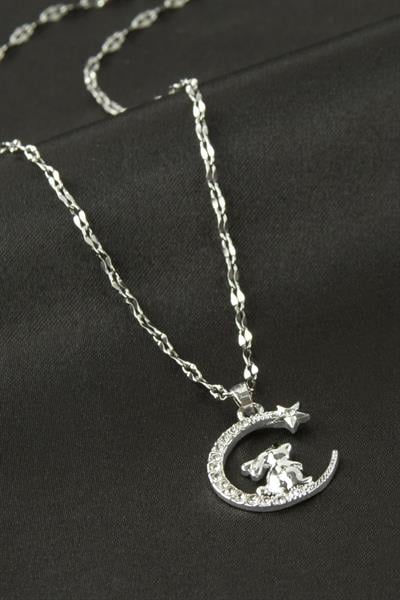 Ay Yıldız Zirkon Taşlı Kolye
