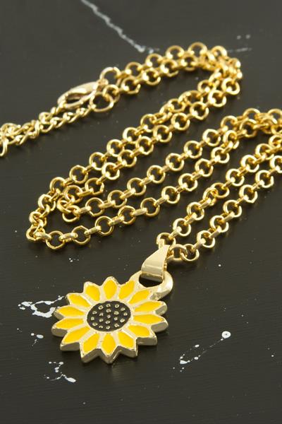 Ayçiçeği Mineli Kutulu Kolye