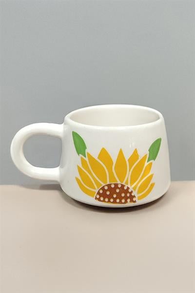 Ayçiçek Desenli Seramik Kupa