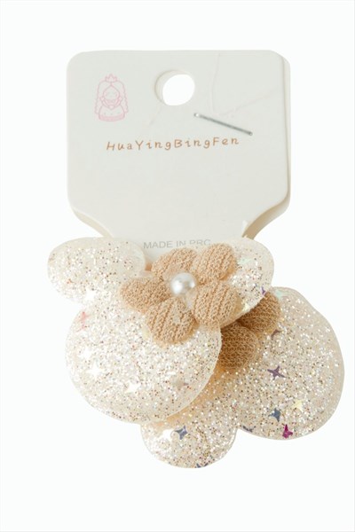 Ayıcık Çiçek Simli Lastikli Toka 2 Adet