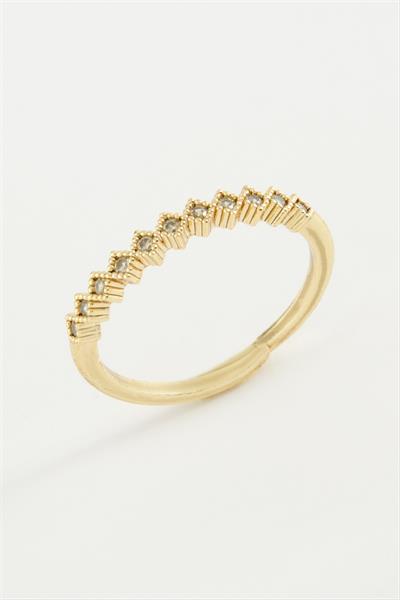 Baklava Şekli Taşlı Metal Yüzük