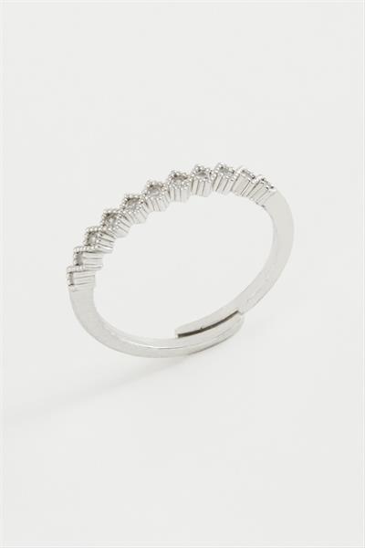 Baklava Şekli Taşlı Metal Yüzük