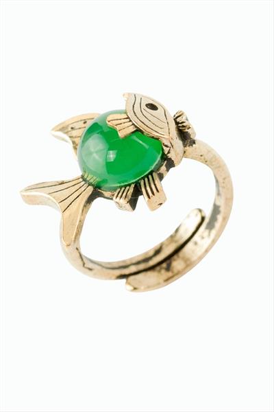 Balık Doğaltaşlı Otantik Yüzük