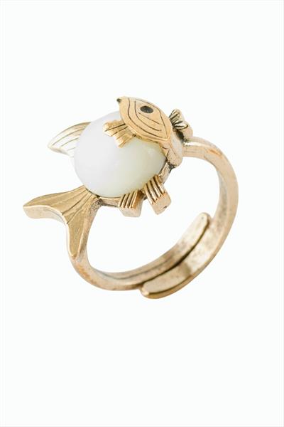 Balık Doğaltaşlı Otantik Yüzük