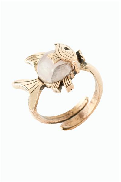 Balık Doğaltaşlı Otantik Yüzük