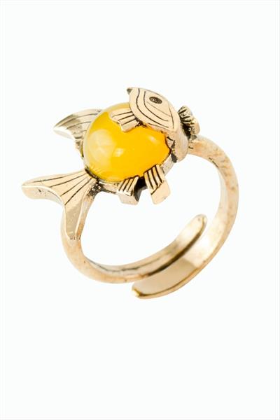 Balık Doğaltaşlı Otantik Yüzük