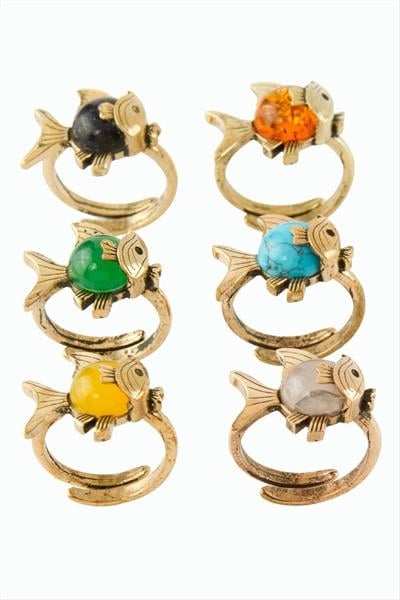 Balık Doğaltaşlı Otantik Yüzük