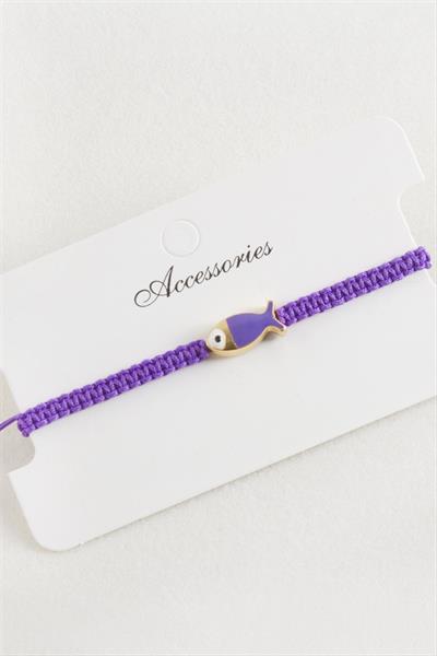 Balık Mineli Makrome Örgülü Bileklik