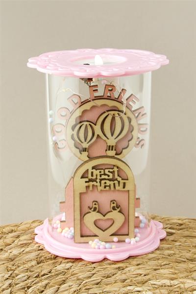 Balon Kuş Ahşap Işıklı Led Fanus