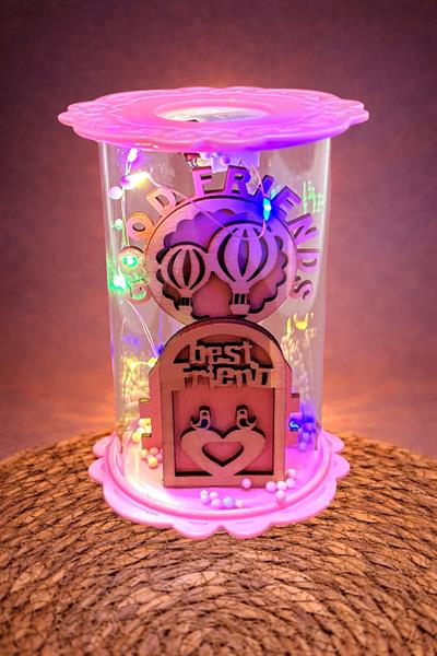 Balon Kuş Ahşap Işıklı Led Fanus