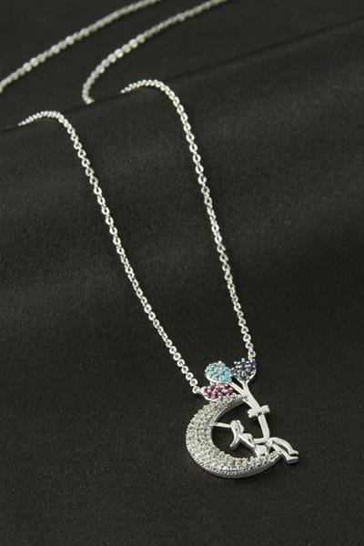 Balonlu Kız Çocuk Zirkon Taşlı Kolye