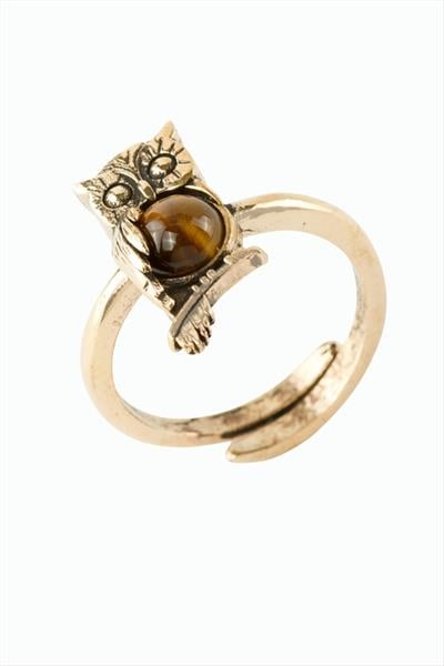 Baykuş Doğaltaşlı Otantik Yüzük