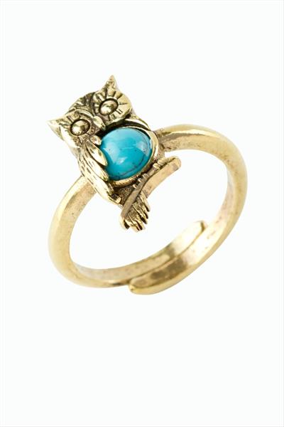 Baykuş Doğaltaşlı Otantik Yüzük