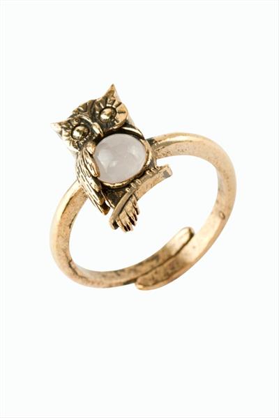 Baykuş Doğaltaşlı Otantik Yüzük