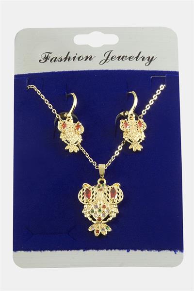 Baykuş Zirkon Taşlı Set Kolye