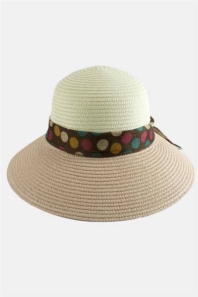 Benekli Fiyonglu Hasır Şapka