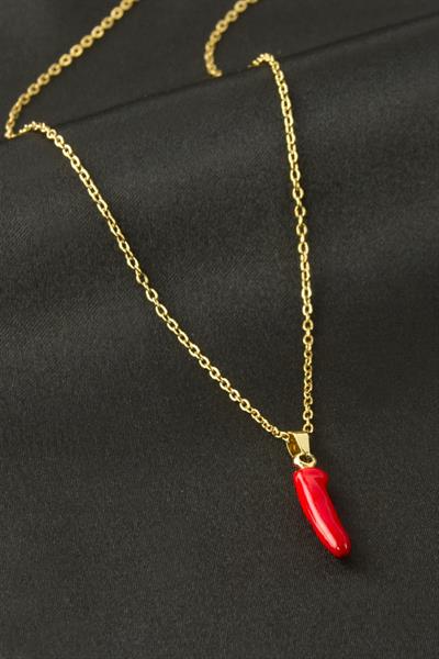 Biber Mineli Çelik Kolye