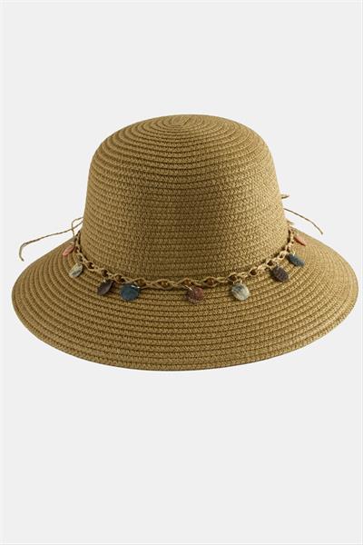 Boncuk Örme Hasır Şapka
