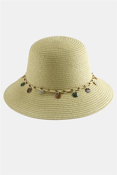 Boncuk Örme Hasır Şapka