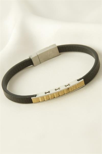 Burgulu Deri Çelik Bileklik