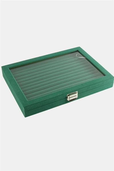 Cam Kapaklı Anfora Kumaş Kelepçe Yüzük Standı 24*34 cm