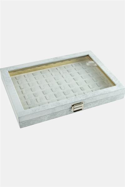 Cam Kapaklı Anfora Kumaş Tırnaklı Yüzük Standı 24*34 cm