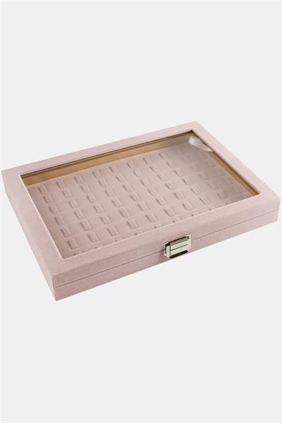 Cam Kapaklı Anfora Kumaş Tırnaklı Yüzük Standı 24*34 cm