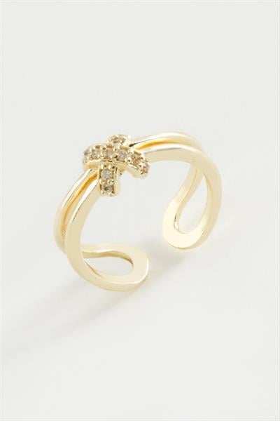 Çarpı Zirkon Taşlı Yüzük