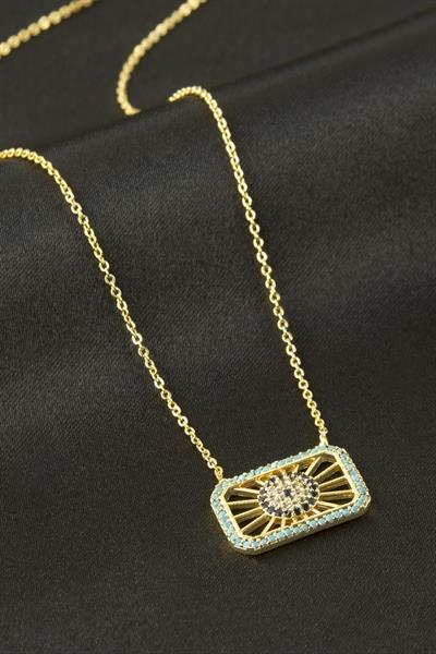 Çerçeve Nazar Zirkon Taşlı Kolye