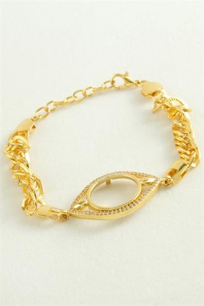 Çeyrek Altın Koyulabilir Taşlı Bileklik