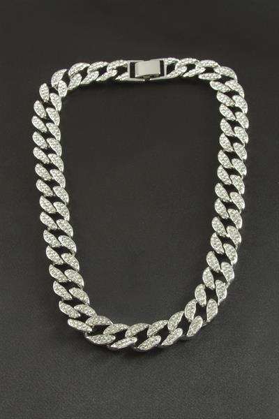 Chain Oval Zirkon Taşlı Lüks Çelik Kolye